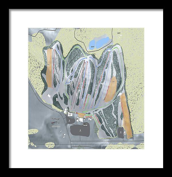 Trollhaugen Ski Trail Map - Framed Print - Powderaddicts