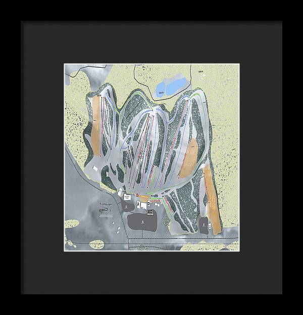 Trollhaugen Ski Trail Map - Framed Print - Powderaddicts