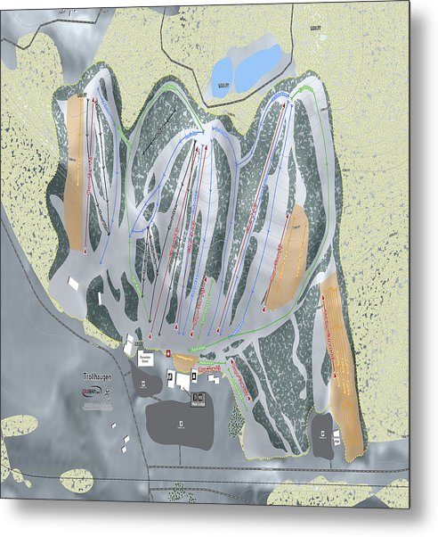 Trollhaugen Ski Trail Map - Metal Print - Powderaddicts
