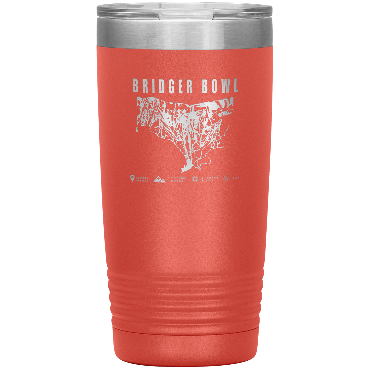 Bridger Bowl Montana Ski Trail Map 20oz Tumbler - Powderaddicts