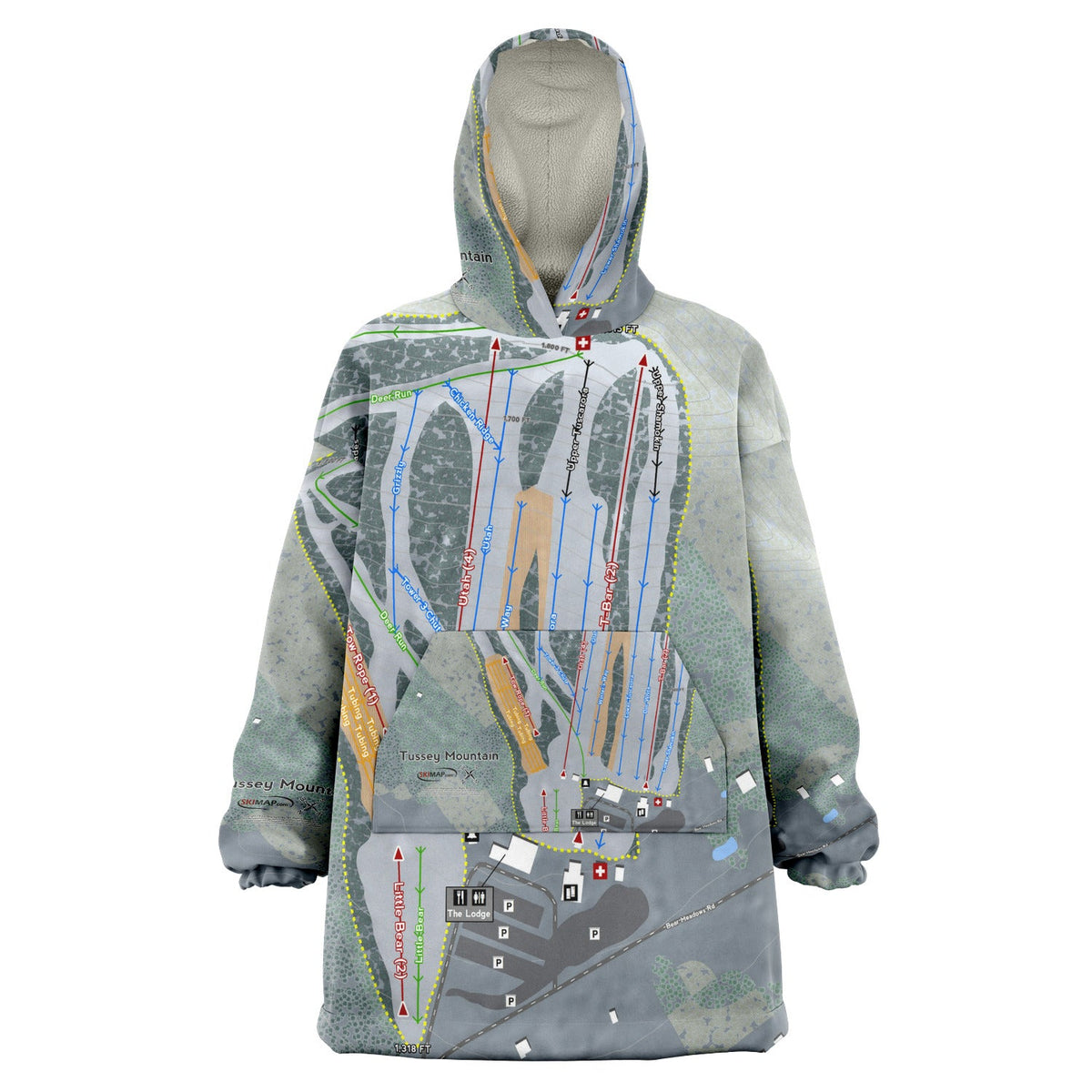Tussey Mountain, Pennsylvania Ski Trail Map Snug Hoodie