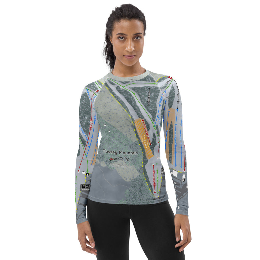 Tussey Mountain, Pennsylvania Ski Trail Map Women's Base Layer Top - Powderaddicts
