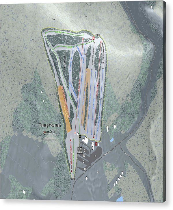 Tussey Mountain Ski Trail Map - Acrylic Print - Powderaddicts
