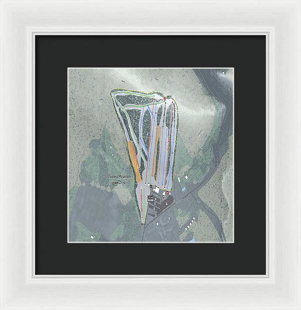 Tussey Mountain Ski Trail Map - Framed Print - Powderaddicts