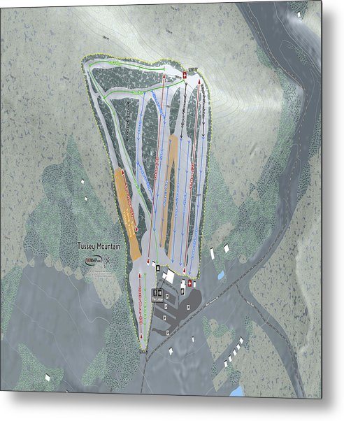 Tussey Mountain Ski Trail Map - Metal Print - Powderaddicts