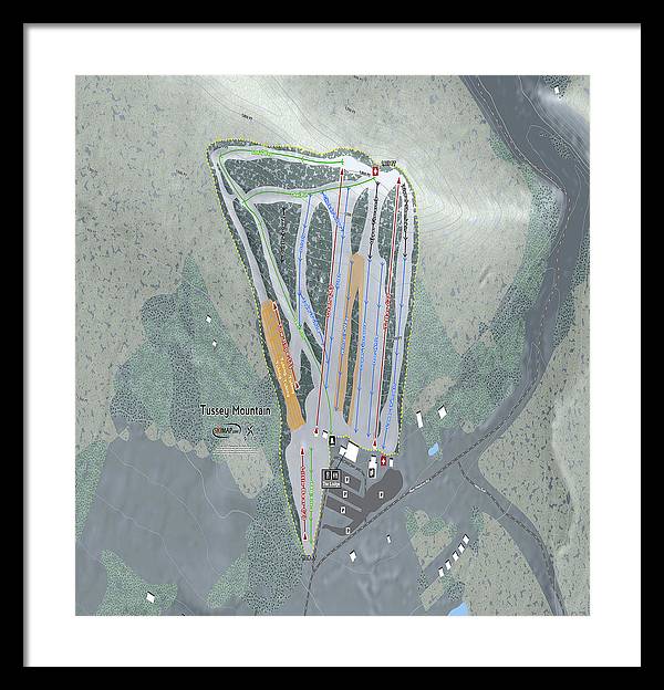 Tussey Mountain Ski Trail Map - Framed Print - Powderaddicts