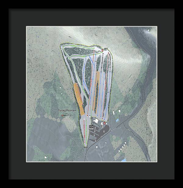 Tussey Mountain Ski Trail Map - Framed Print - Powderaddicts