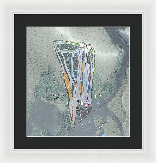 Tussey Mountain Ski Trail Map - Framed Print - Powderaddicts