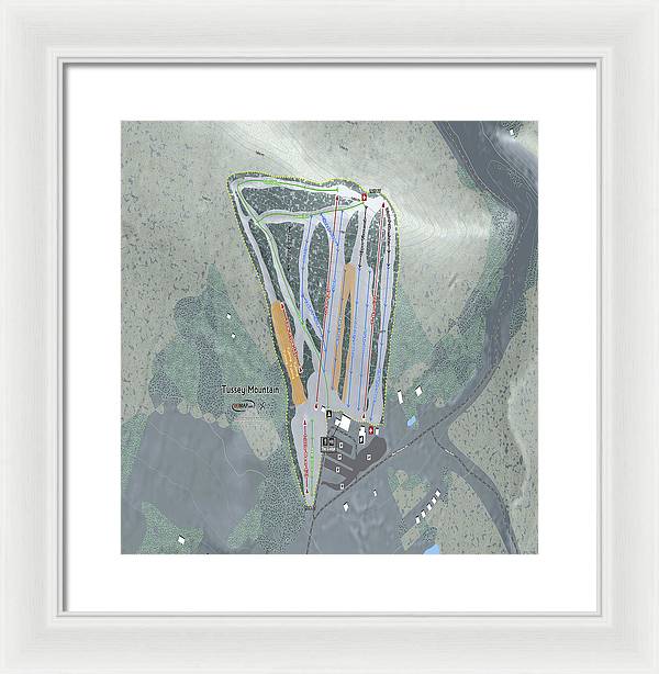 Tussey Mountain Ski Trail Map - Framed Print - Powderaddicts