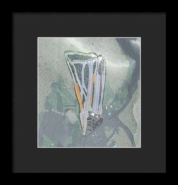 Tussey Mountain Ski Trail Map - Framed Print - Powderaddicts
