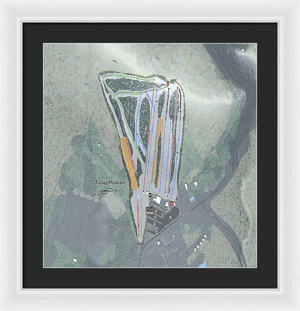 Tussey Mountain Ski Trail Map - Framed Print - Powderaddicts