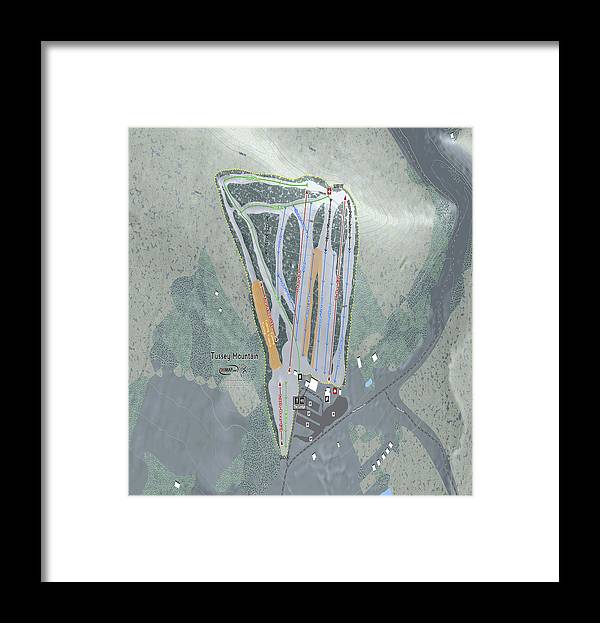 Tussey Mountain Ski Trail Map - Framed Print - Powderaddicts