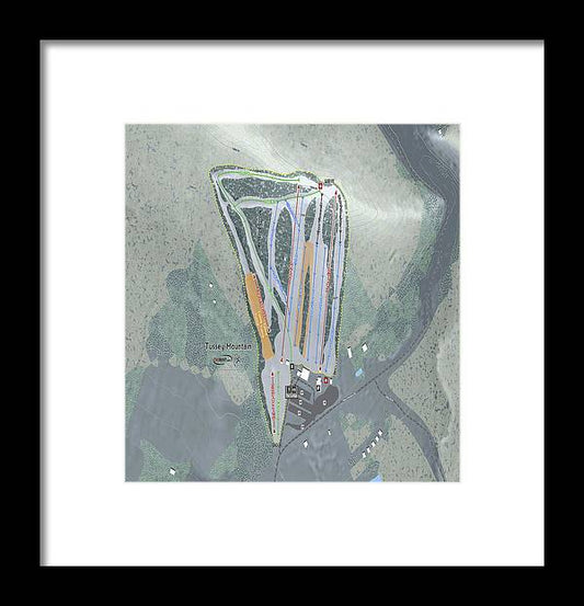 Tussey Mountain Ski Trail Map - Framed Print - Powderaddicts