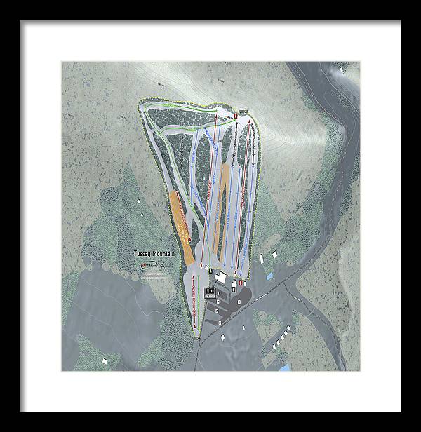 Tussey Mountain Ski Trail Map - Framed Print - Powderaddicts