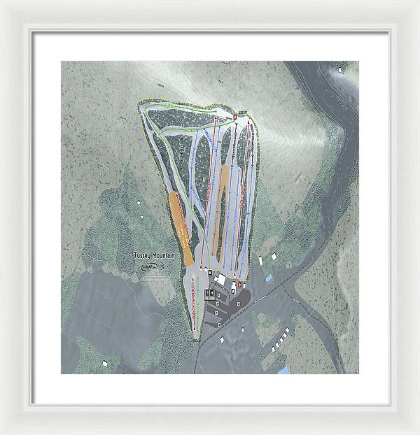 Tussey Mountain Ski Trail Map - Framed Print - Powderaddicts