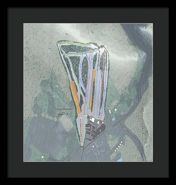 Tussey Mountain Ski Trail Map - Framed Print - Powderaddicts