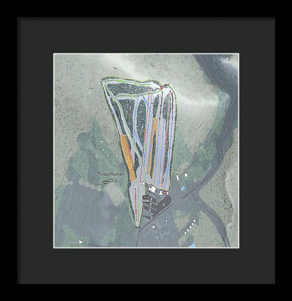 Tussey Mountain Ski Trail Map - Framed Print - Powderaddicts