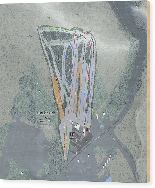Tussey Mountain Ski Trail Map - Wood Print - Powderaddicts