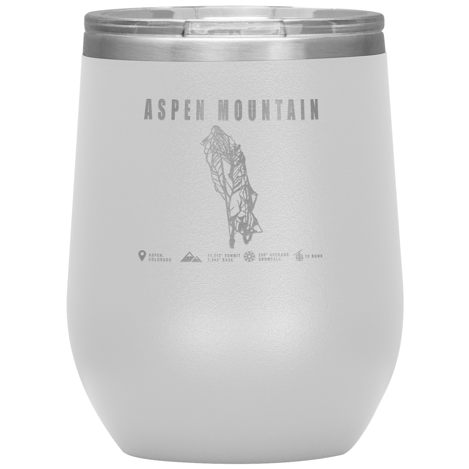 Aspen Mountain Colorado Ski Trail Map Wine 12oz Tumbler - Powderaddicts