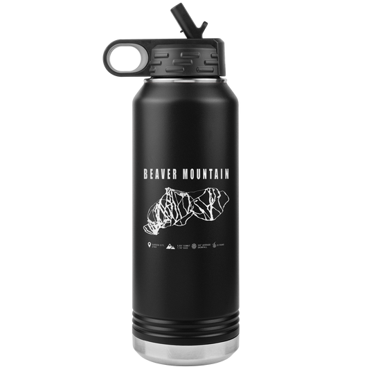 Beaver Mountain,Utah Ski Trail Map 32oz Water Bottle Tumbler - Powderaddicts
