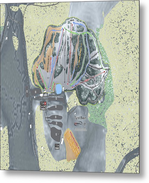 Tyrol Basin Ski Trail Map - Metal Print - Powderaddicts