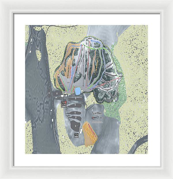 Tyrol Basin Ski Trail Map - Framed Print - Powderaddicts