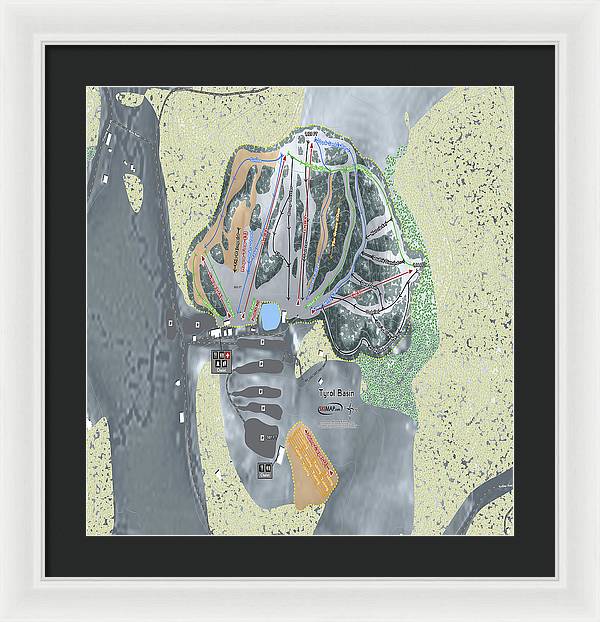 Tyrol Basin Ski Trail Map - Framed Print - Powderaddicts