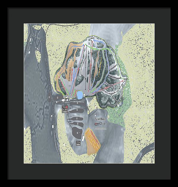 Tyrol Basin Ski Trail Map - Framed Print - Powderaddicts