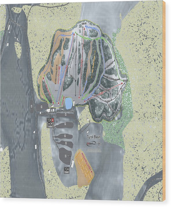 Tyrol Basin Ski Trail Map - Wood Print - Powderaddicts