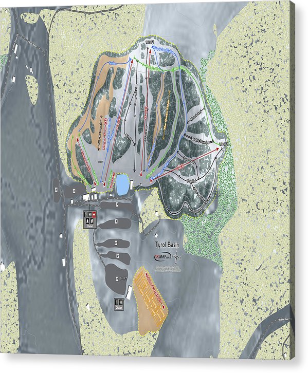 Tyrol Basin Ski Trail Map - Acrylic Print - Powderaddicts