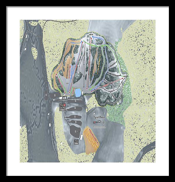 Tyrol Basin Ski Trail Map - Framed Print - Powderaddicts