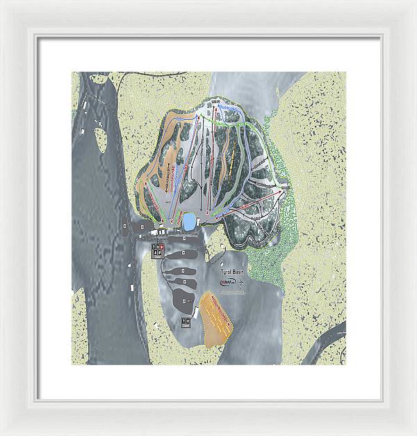 Tyrol Basin Ski Trail Map - Framed Print - Powderaddicts