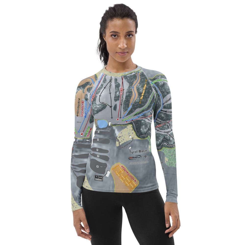 TyrolBasin, Wisconsin Ski Trail Map Women's Base Layer Top - Powderaddicts