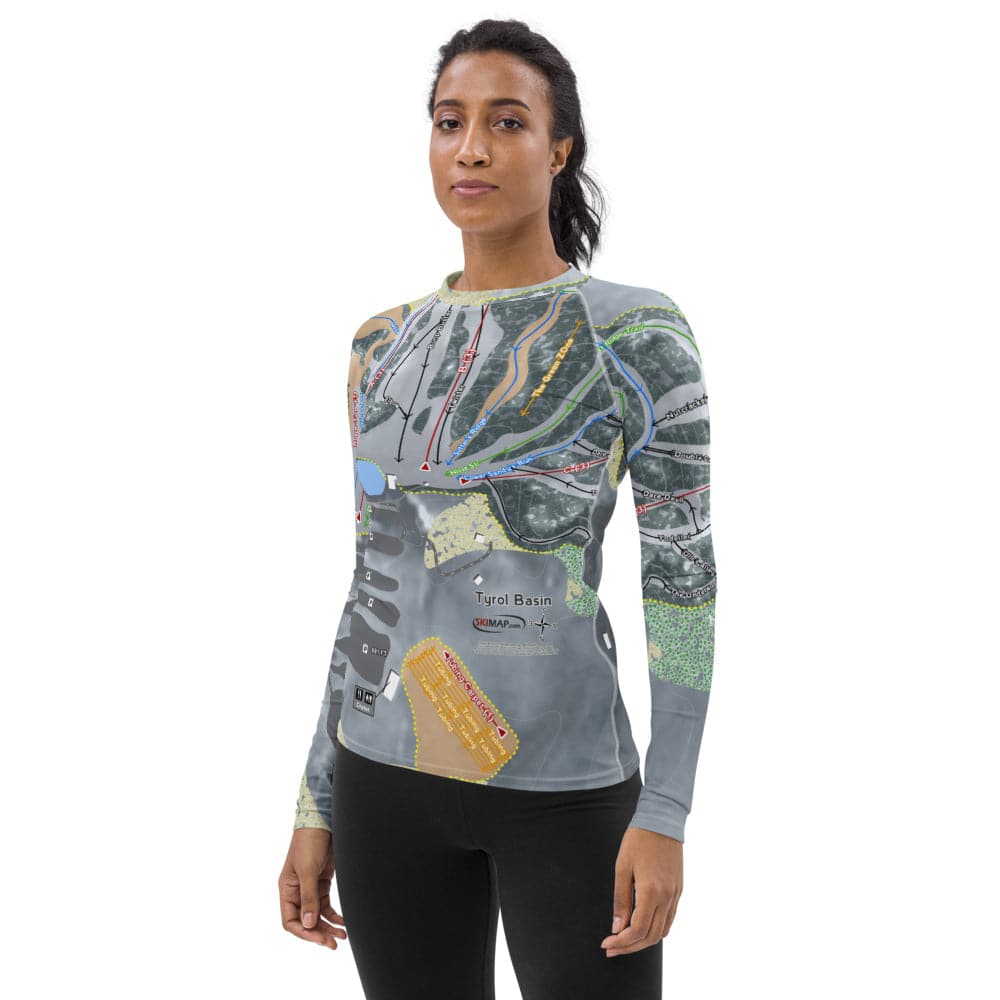 TyrolBasin, Wisconsin Ski Trail Map Women's Base Layer Top - Powderaddicts