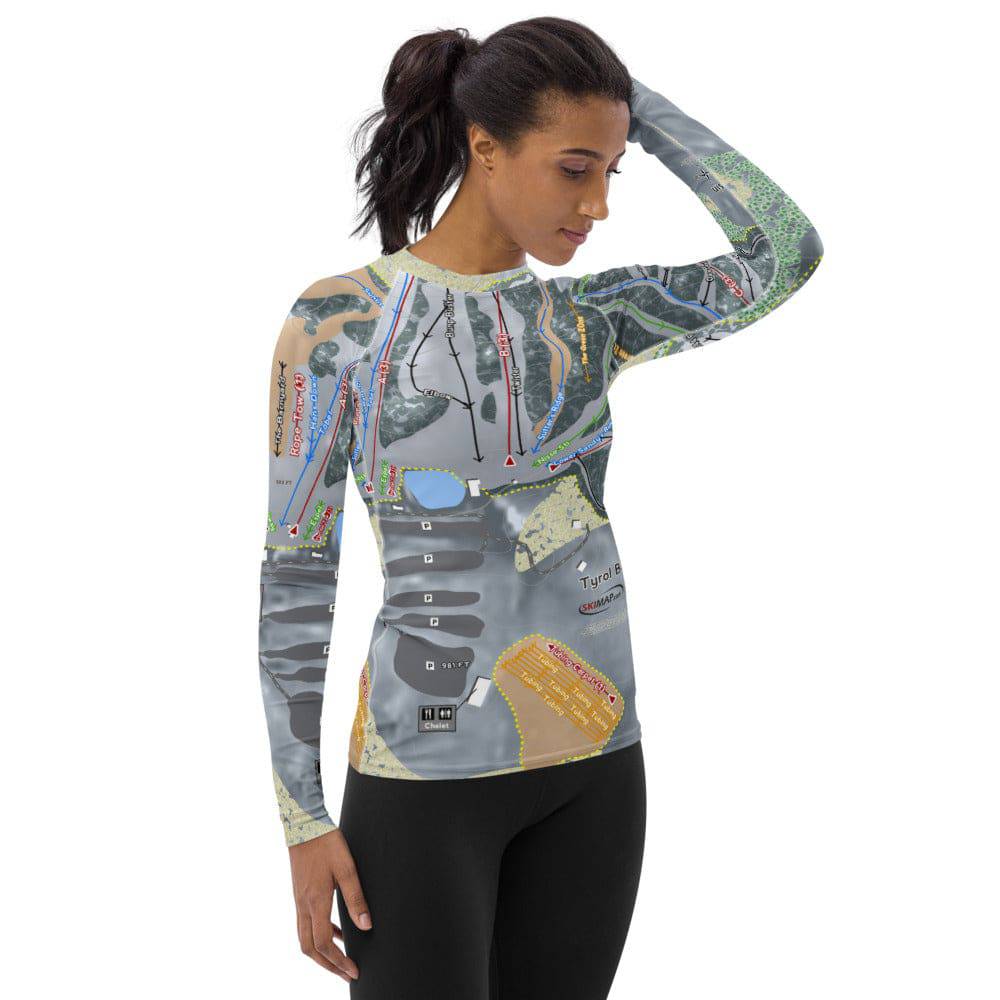 TyrolBasin, Wisconsin Ski Trail Map Women's Base Layer Top - Powderaddicts
