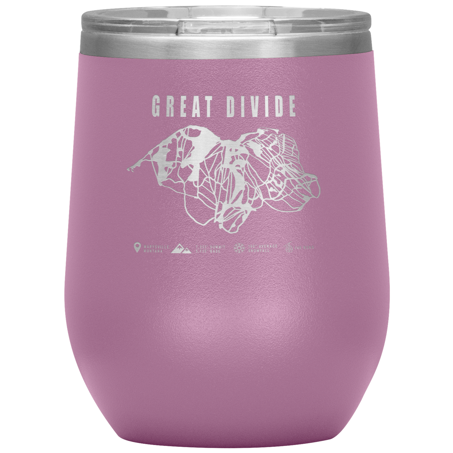 Great Divide Montana Ski Trail Map Wine 12oz Tumbler - Powderaddicts