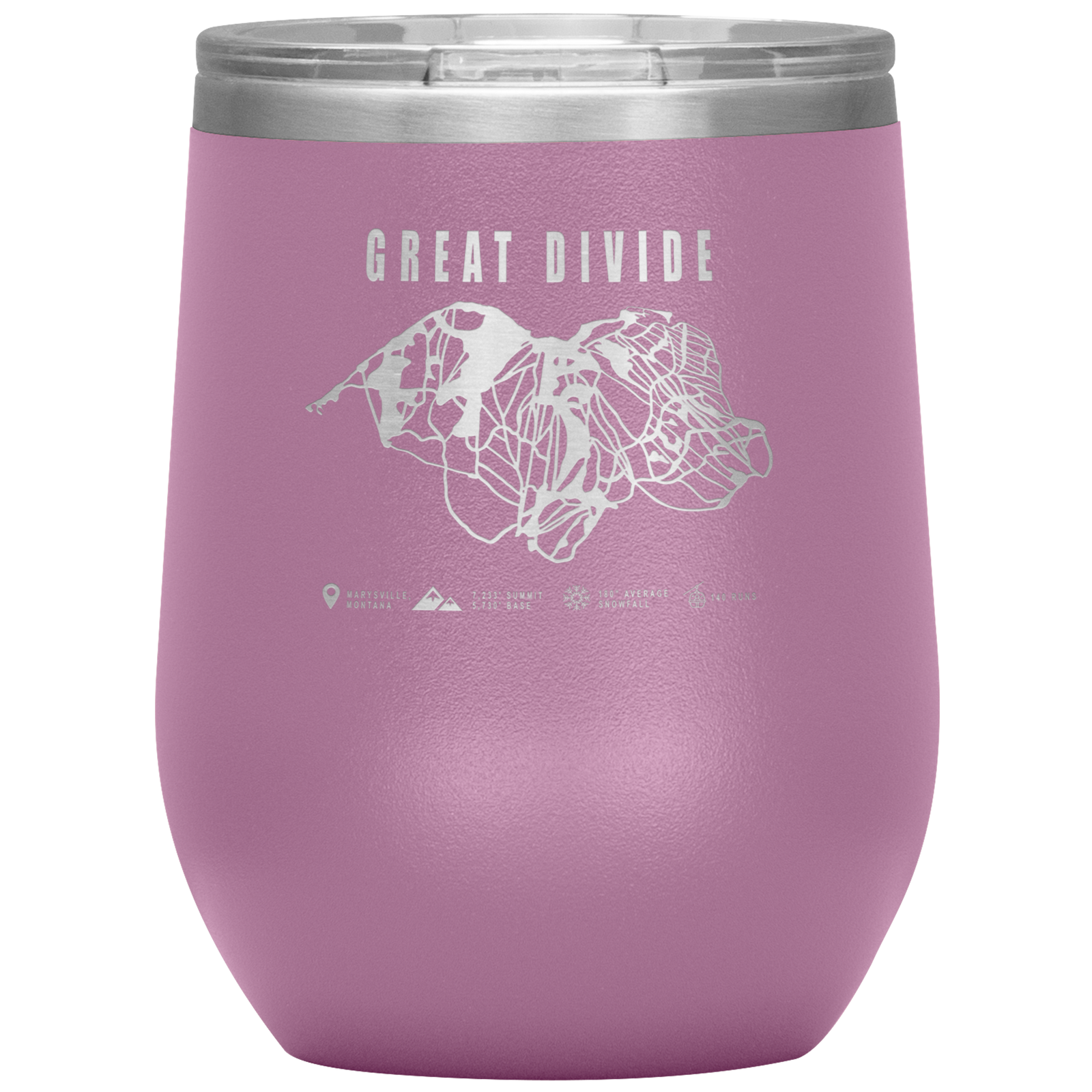 Great Divide Montana Ski Trail Map Wine 12oz Tumbler - Powderaddicts