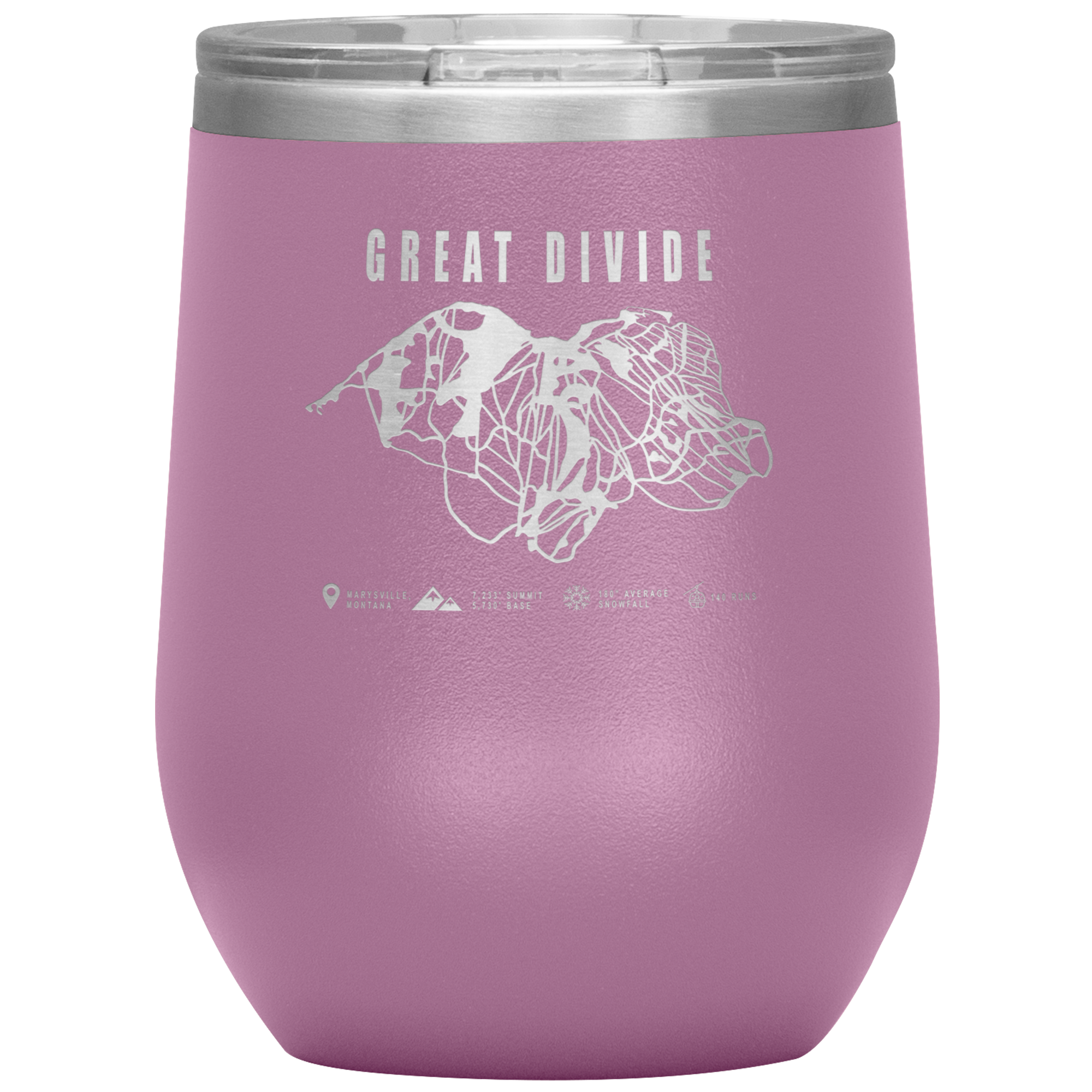 Great Divide Montana Ski Trail Map Wine 12oz Tumbler - Powderaddicts