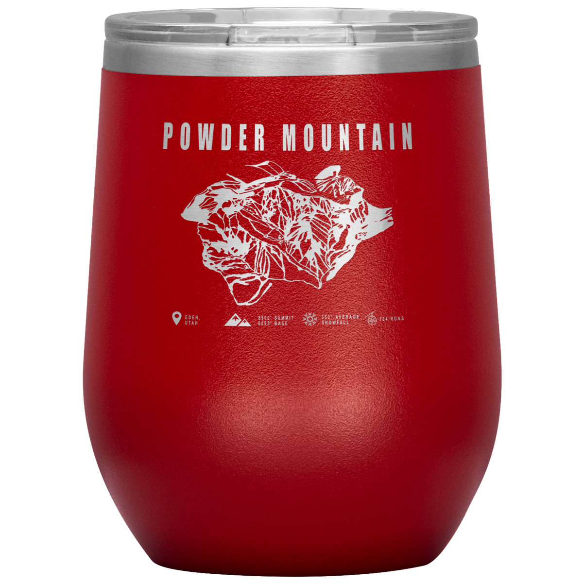Powder Mountain,Utah Ski Trail Map Wine 12oz Tumbler - Powderaddicts