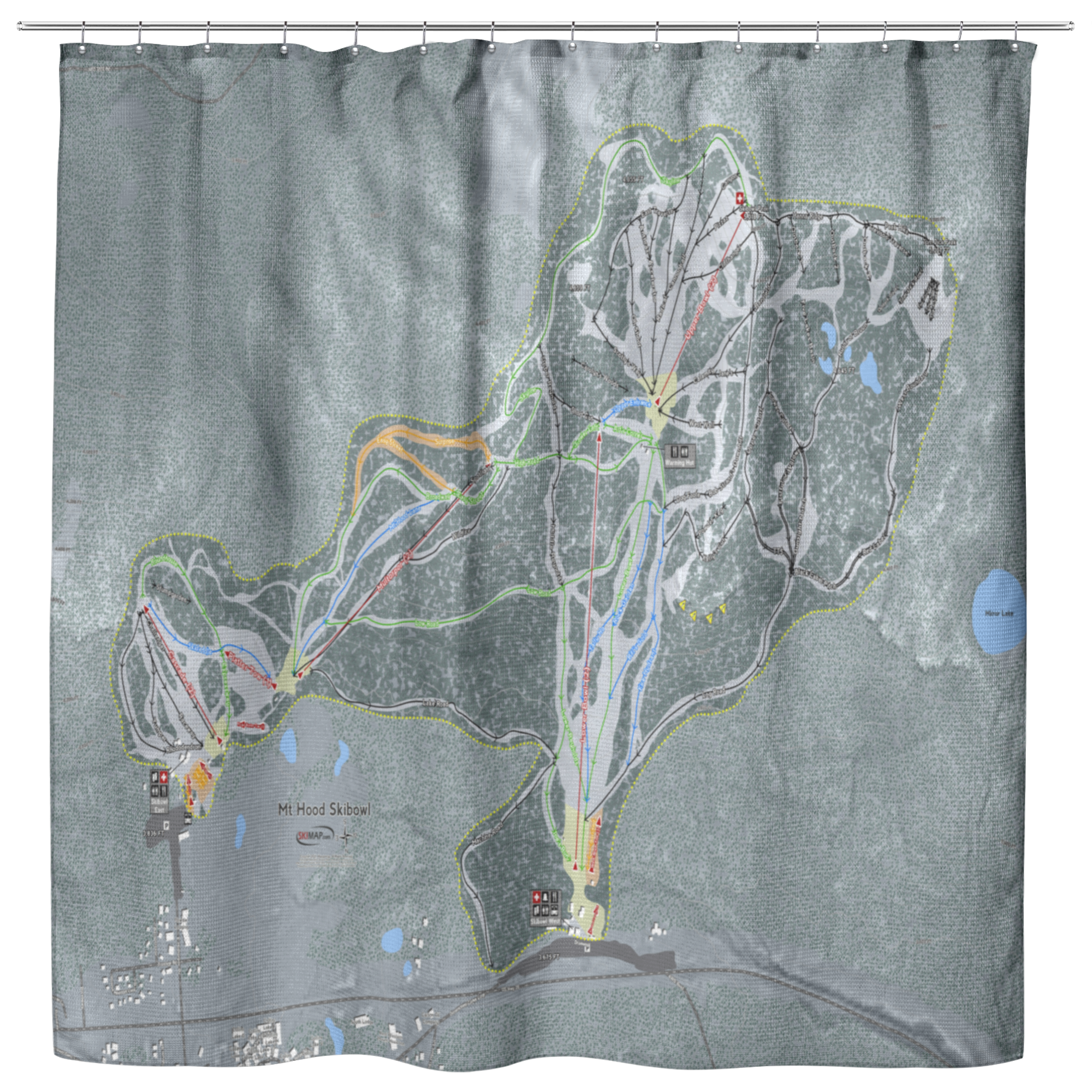 Mt Hood Skibowl Ski Trail Map Shower Curtain - Powderaddicts