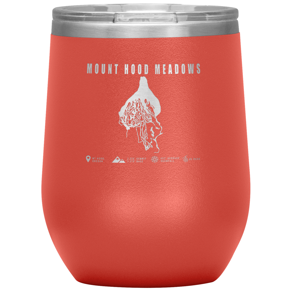 Mount Hood Meadows, Oregon Ski Trail Map Wine 12oz Tumbler - Powderaddicts