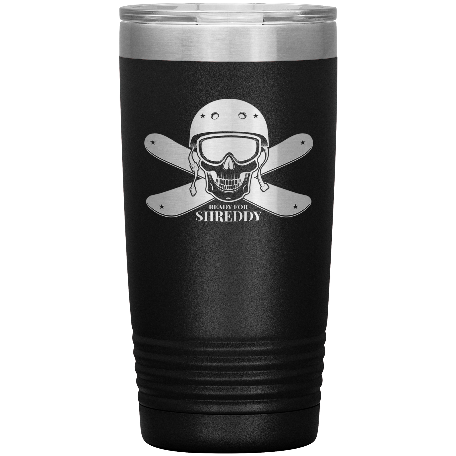 Ready For Shreddy Skeleton Skis 20oz Tumbler - Powderaddicts