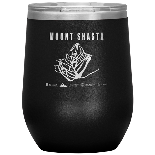 Mount Shasta, California Ski Trail Map Wine 12oz Tumbler - Powderaddicts