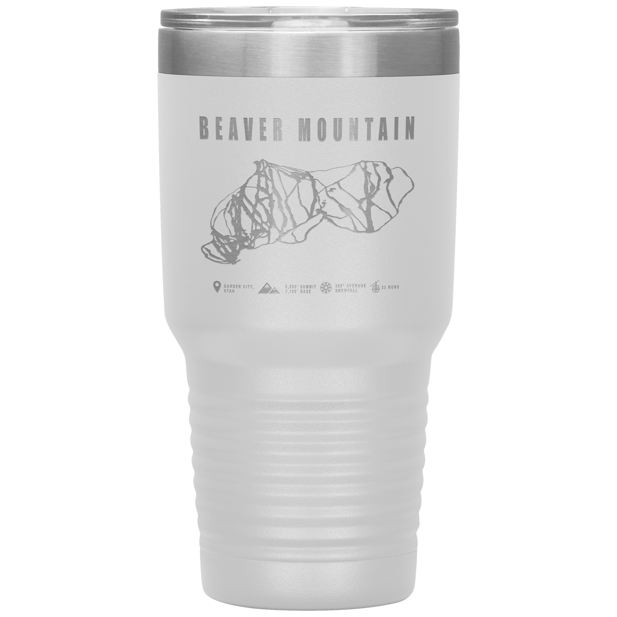 Beaver Mountain,Utah Ski Trail Map 30oz Tumbler - Powderaddicts