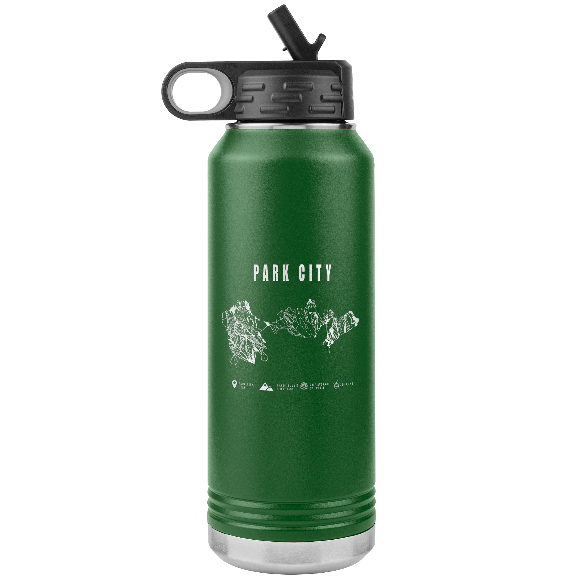 Park city,Utah Ski Trail Map 32oz Water Bottle Tumbler - Powderaddicts