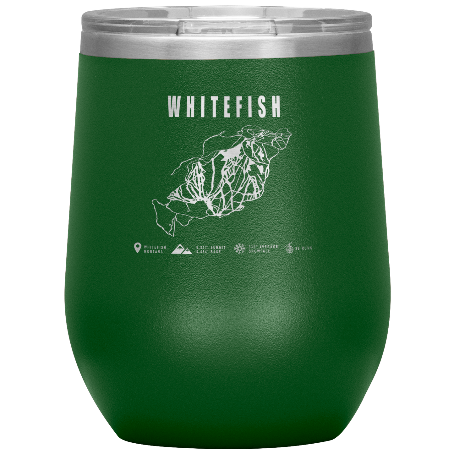 Whitefish Montana Ski Trail Map Wine 12oz Tumbler - Powderaddicts