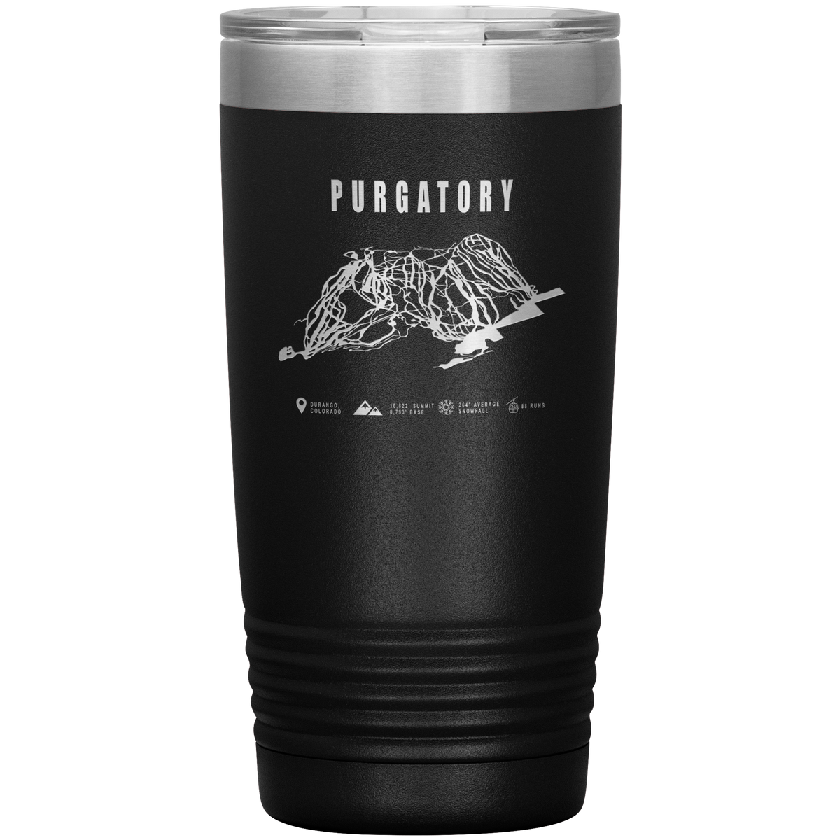 Purgatory Colorado Ski Trail Map 20oz Tumbler - Powderaddicts