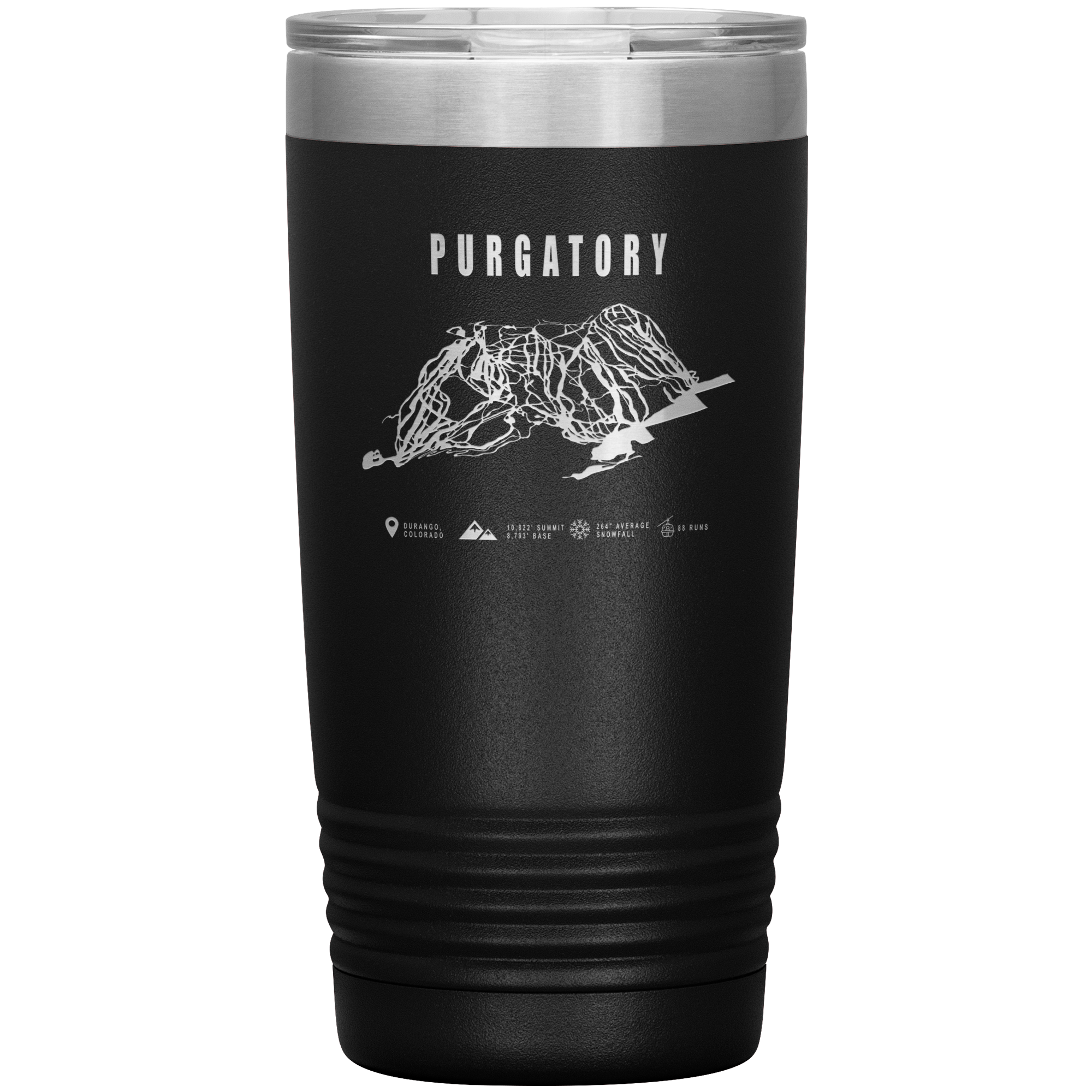 Purgatory Colorado Ski Trail Map 20oz Tumbler - Powderaddicts