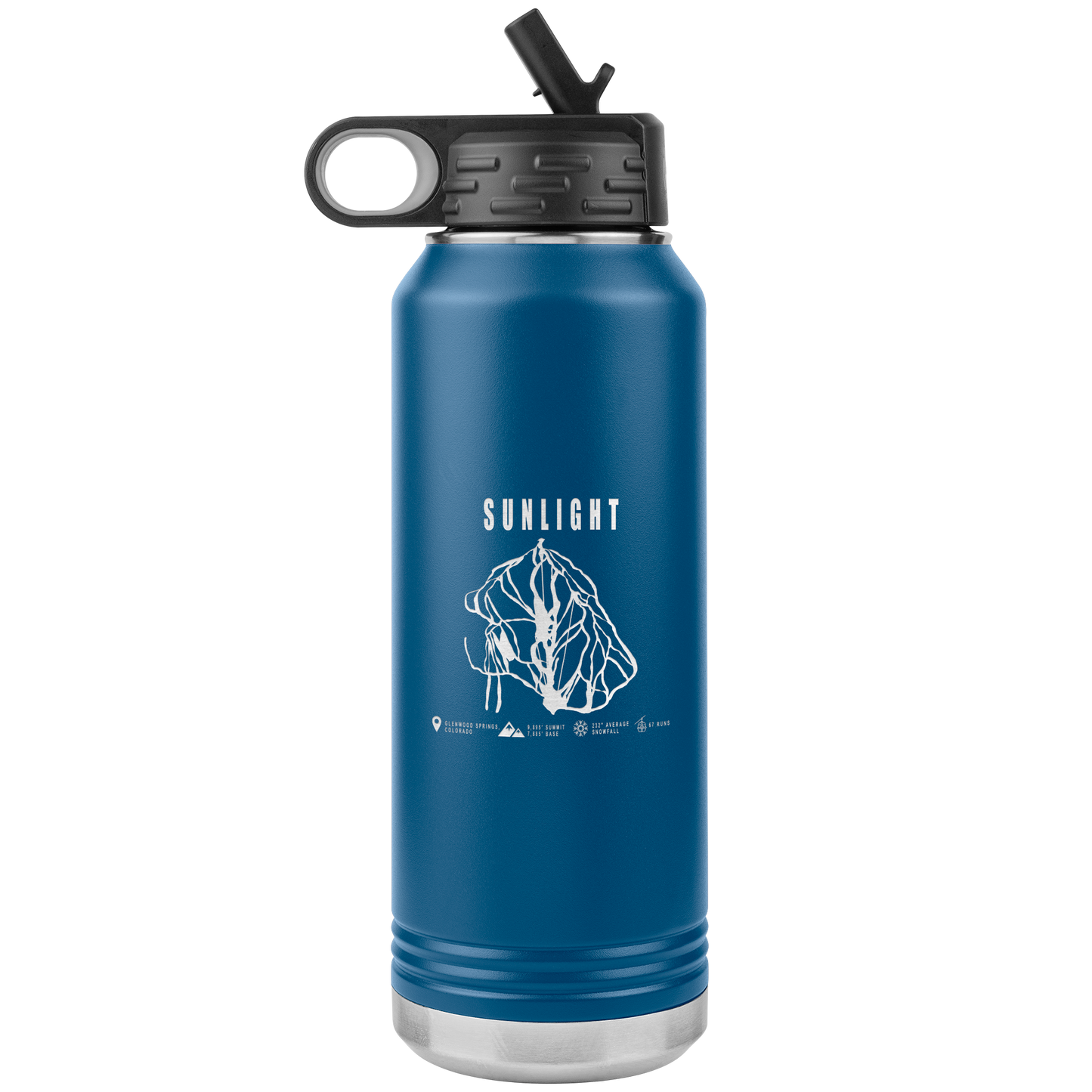 Sunlight Colorado Ski Trail Map 32oz Water Bottle Tumbler - Powderaddicts