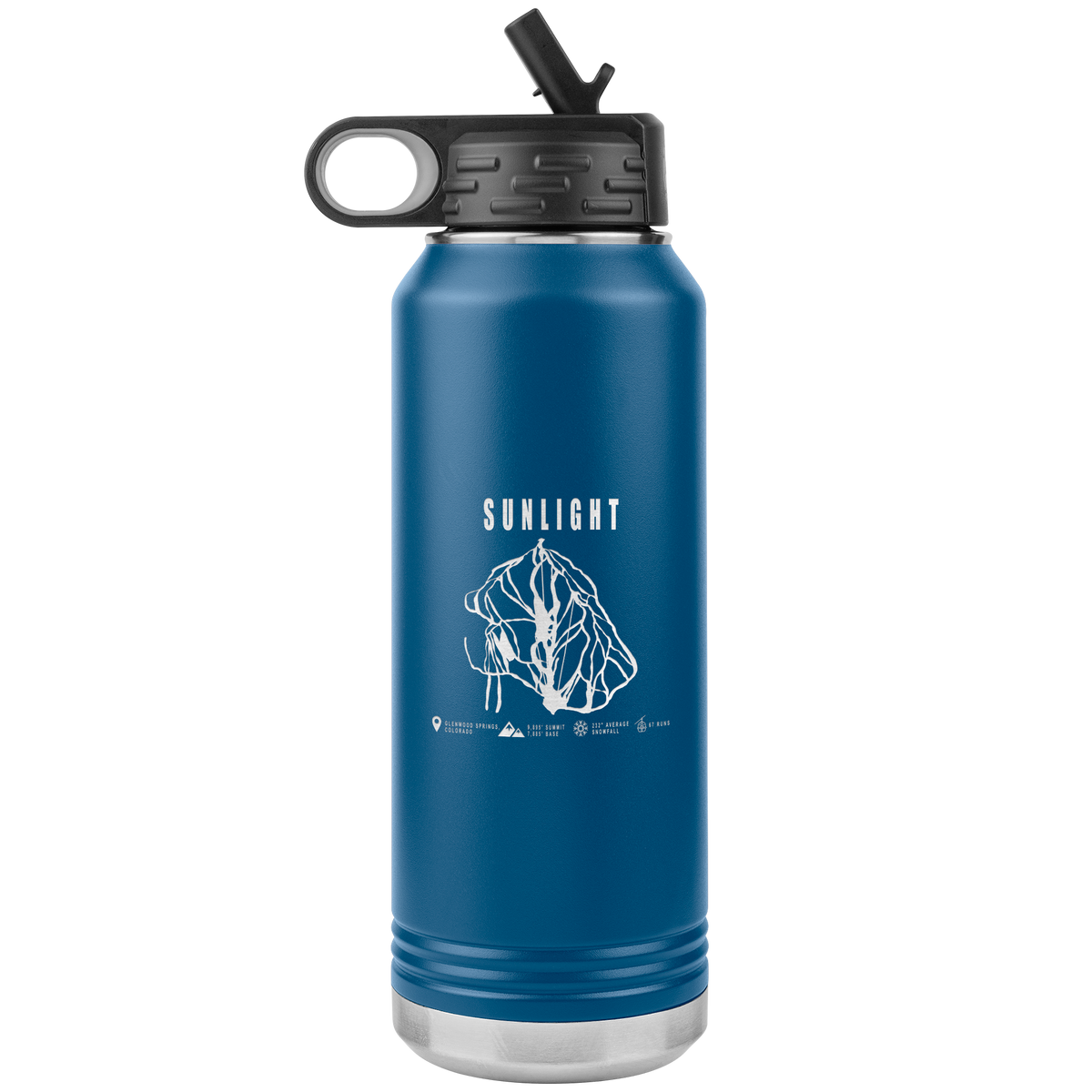 Sunlight Colorado Ski Trail Map 32oz Water Bottle Tumbler - Powderaddicts